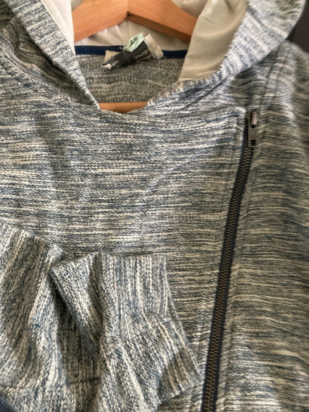 Anthropologie Saturday Sunday Asymmetrical Zip Hooded Jacket - Heather Blue - Picture 5 of 5